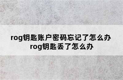 rog钥匙账户密码忘记了怎么办 rog钥匙丢了怎么办